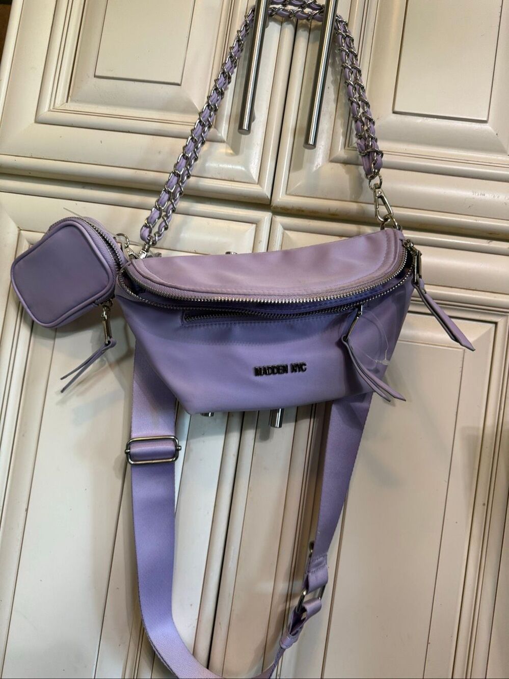 Steve Madden Women's Nylon Convertible Mini Crossbody Fanny Pack Lavender OS